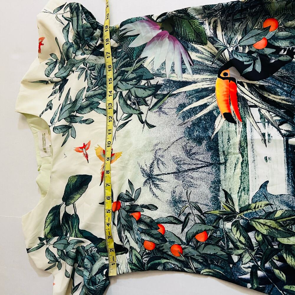 H&M Conscious Tropical Print Short Sleeve Shift Dress Size 10 Multicolor - Picture 4 of 6